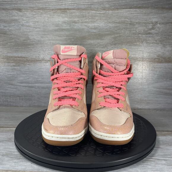 Nike Womens Dunk Sky Hi Desert Sand Gum Pink 543257-040 Wedge Sneakers Size 6.55 - Picture 2 of 8